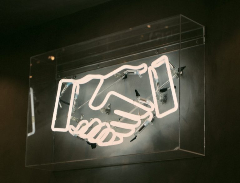 Neon handshake image